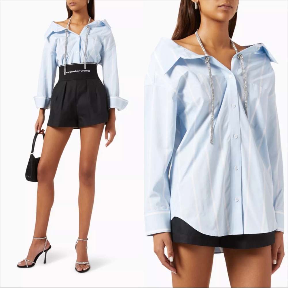 AUTHENTIC Alexander wang shirt with diamond halter neck detail FIRM PRICE - Picture 2 of 15